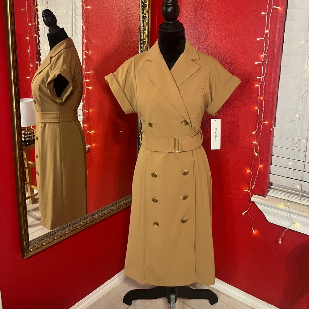 Calvin Klein Camel Double-Breasted Dress